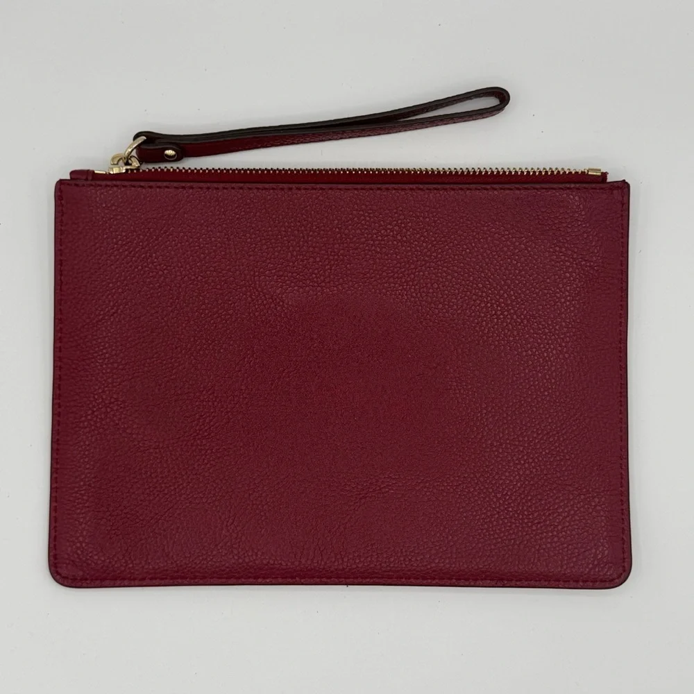 Michael Kors Jet Set Travel XL Zip Stud Clutch Wristlet Pebbled Leather Mulberry - Picture 3 of 10